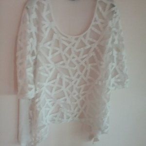 Premise Knit White  Long Sleeve Stretch Round Neck Pullover Top